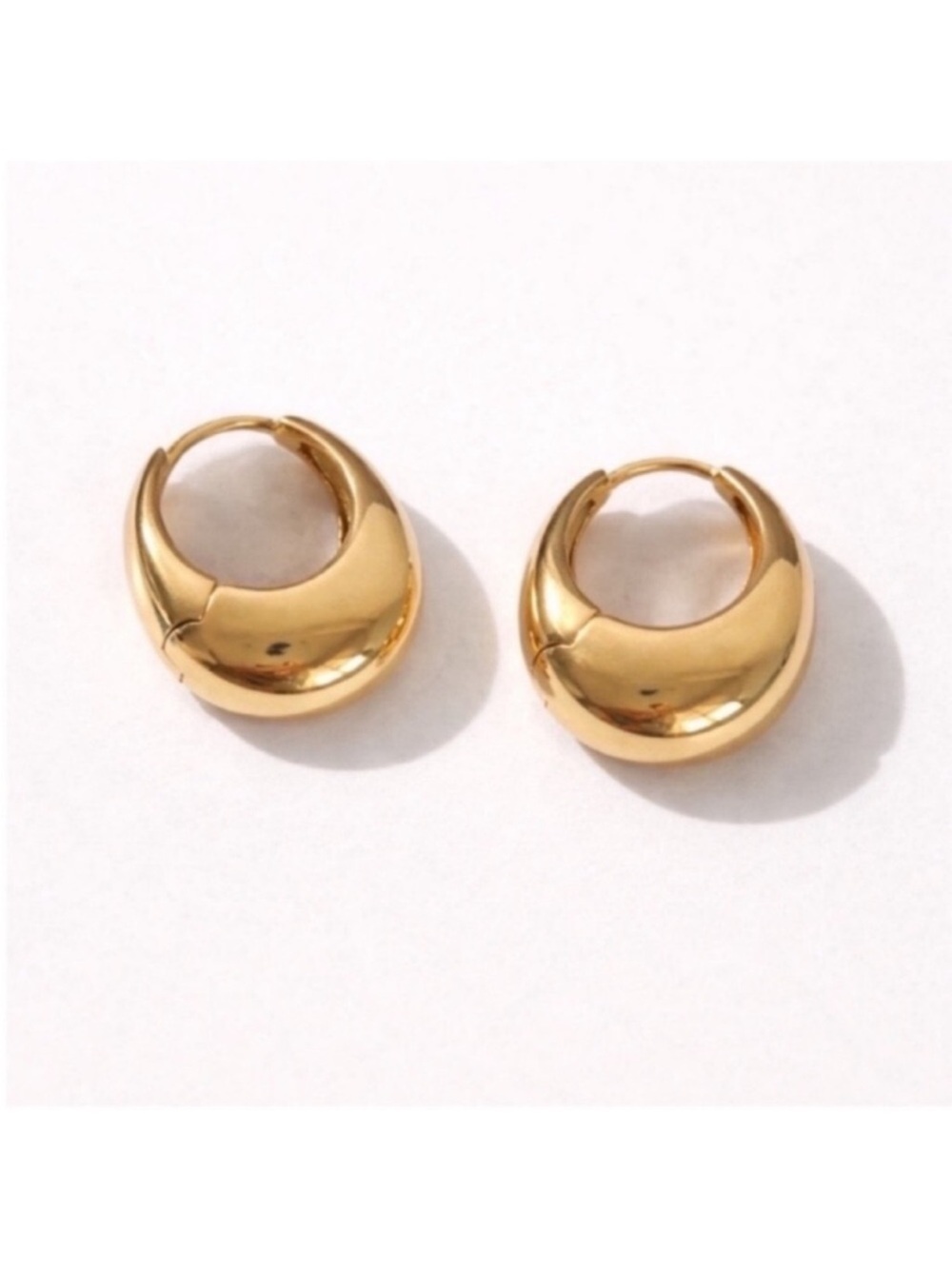 New! 24k Gold Plated Mallory French Hoop Huggie Earrings